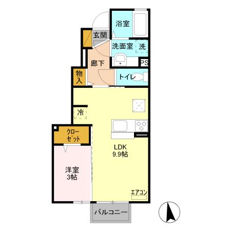 ルミエールB(1LDK/1階)の間取り写真