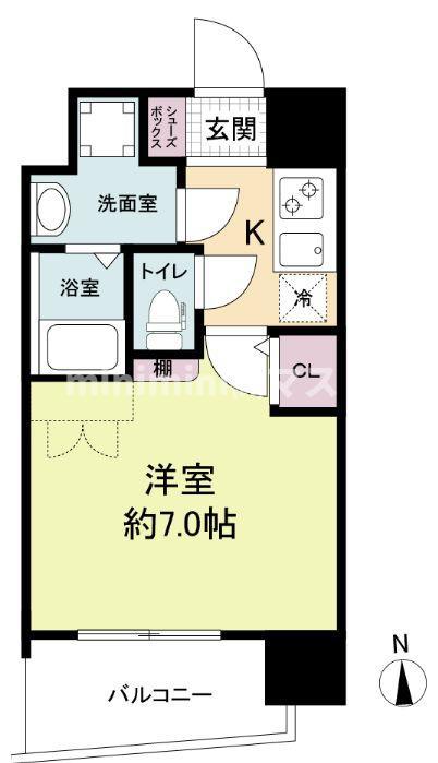 アドバンス難波ラシュレ(1K/13階)の間取り写真