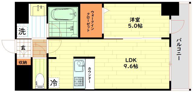 プレサンス梅田東クォーレ(1LDK/4階)の間取り写真