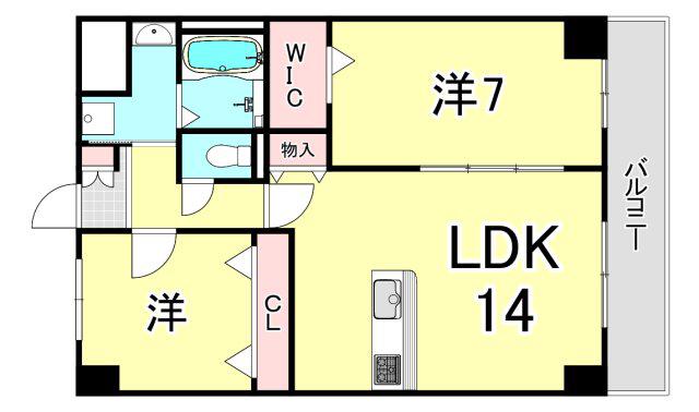 GROOVE上甲子園(2LDK/4階)の間取り写真