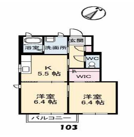 グレースメゾン湊 F棟(2DK/1階)の間取り写真