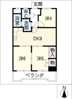 第2猪村ビルディング(3DK/2階)の間取り写真