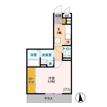 アルスノーヴァII(1K/2階)の間取り写真