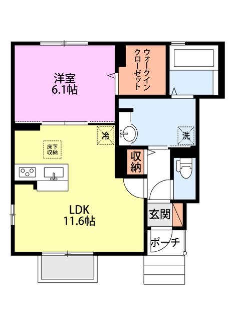 リヤンII(1LDK/1階)の間取り写真
