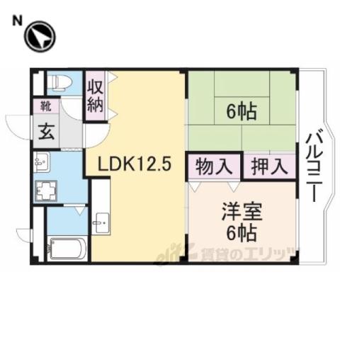グランシャリオN(2LDK/2階)の間取り写真