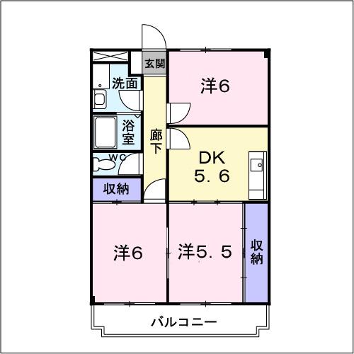 ウエルスト-ン相模野(3DK/3階)の間取り写真
