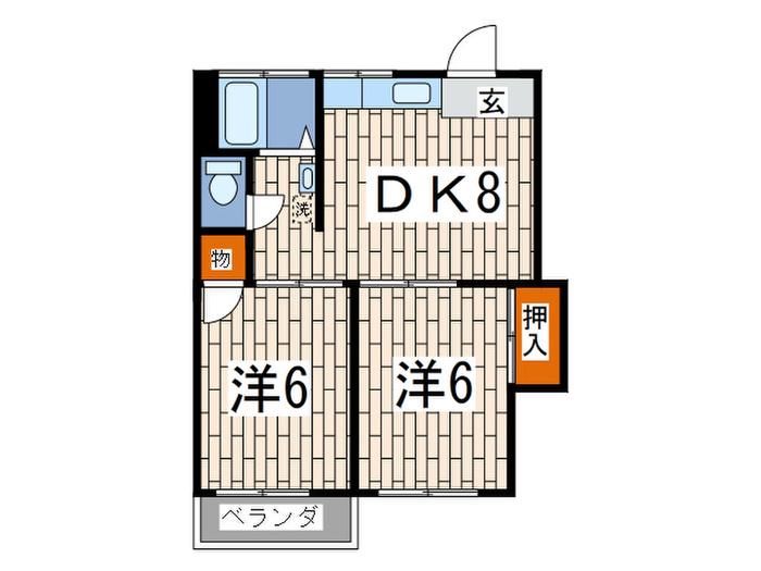 ハイツ芙蓉(2DK/2階)の間取り写真