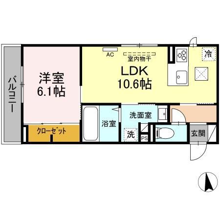 カトレアVI(1LDK/1階)の間取り写真