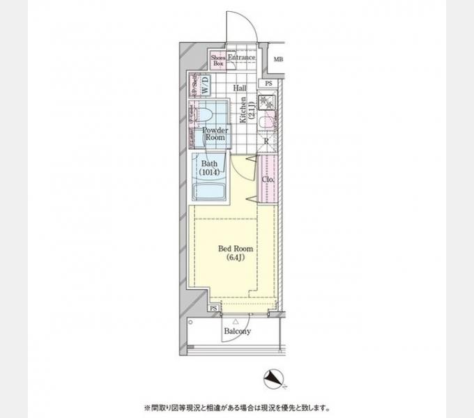 シェル品川戸越(1K/3階)の間取り写真