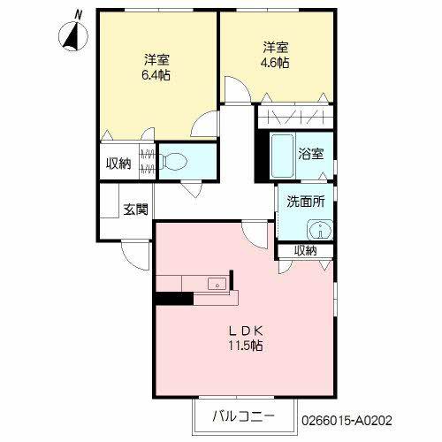 フォーレスヤマグチ A棟(2LDK/2階)の間取り写真