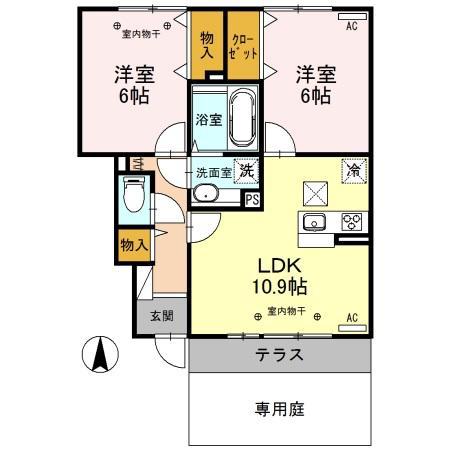 ラ・ペーシュ(2LDK/1階)の間取り写真