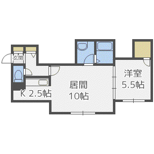 レストヒルズ菊水(1LDK/3階)の間取り写真