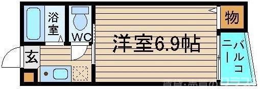 ミドウスジ堺I(1K/2階)の間取り写真