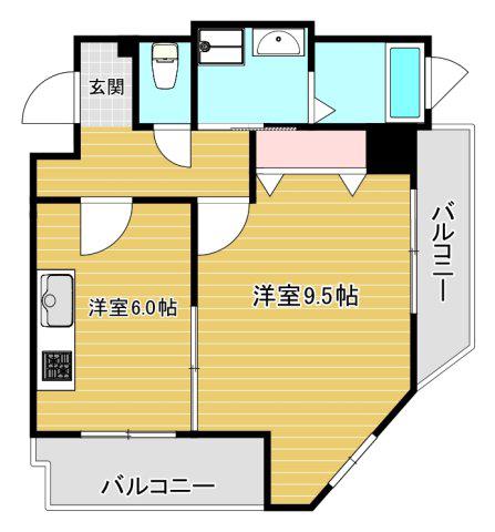 CITY SPIRE難波サウスタワー(1LDK/5階)の間取り写真