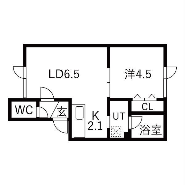 ヴィラージュ空港通(1LDK/2階)の間取り写真