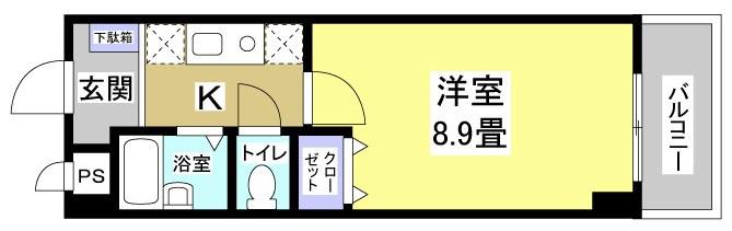 ホリホックイン八幡(1K/6階)の間取り写真