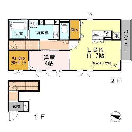 シャルロッテ(1LDK/2階)の間取り写真