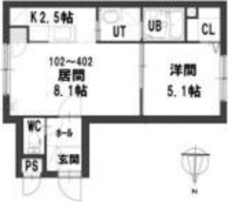 グランメール南麻生(1LDK/1階)の間取り写真