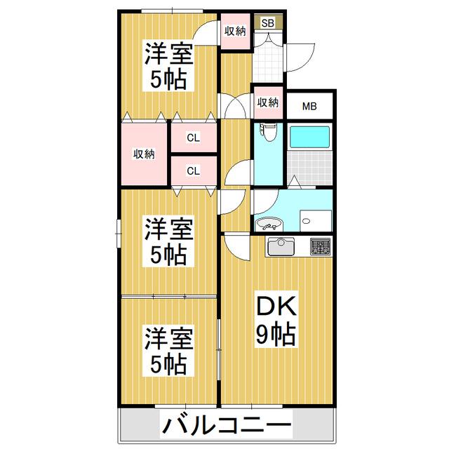 ヘスティア穂高一番館(3DK/3階)の間取り写真