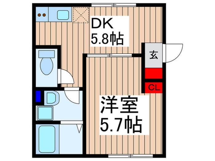 LIME 一ノ割(1DK/1階)の間取り写真