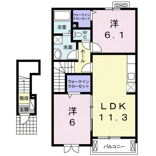 アルデーアB(2LDK/2階)の間取り写真