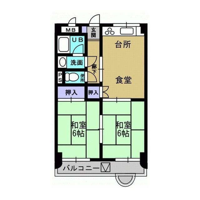 保雲ハイツ(2DK/3階)の間取り写真
