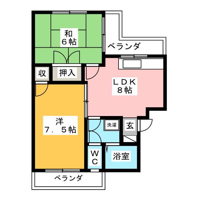 パークハイツ芝(2LDK/2階)の間取り写真
