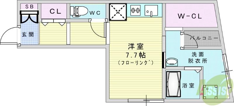 オリエンタルマンション(ワンルーム/2階)の間取り写真