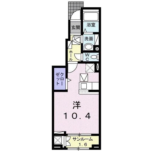 MARIAGE B(ワンルーム/1階)の間取り写真