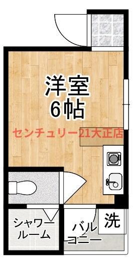ポ-トワン(ワンルーム/3階)の間取り写真