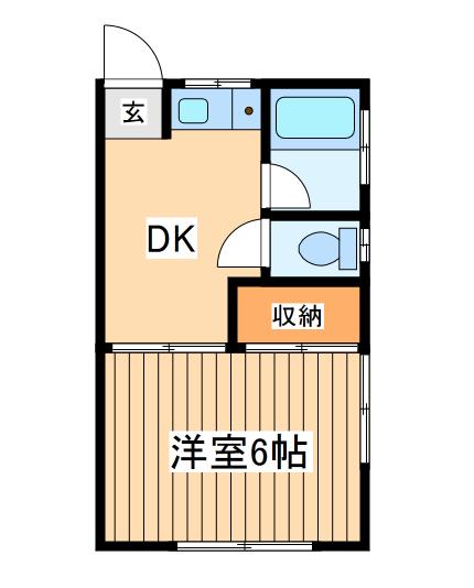 ユナイト石川町サンワ(1DK/1階)の間取り写真