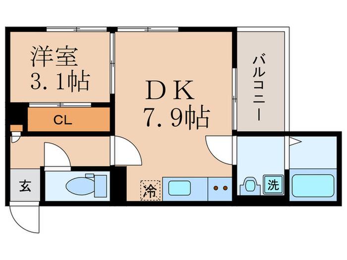 REGALESTサンメゾン四ノ宮(1DK/3階)の間取り写真