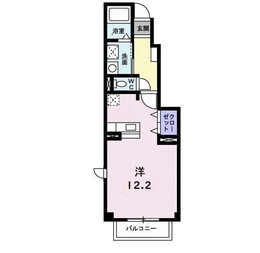 スカイラークII(ワンルーム/1階)の間取り写真