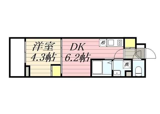 ハーモニーレジデンス東京巣鴨ウエスト(1DK/4階)の間取り写真