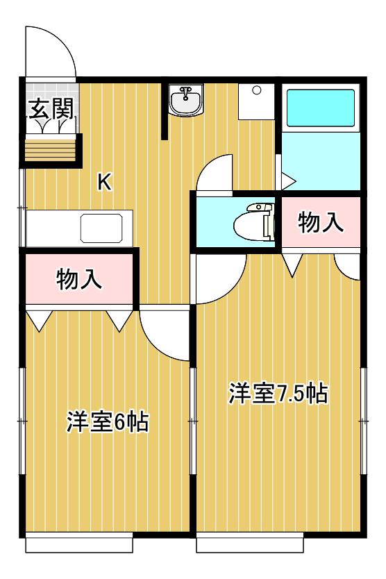 JR白新線 東新潟駅 徒歩42分 2階建 築31年(2K/1階)の間取り写真