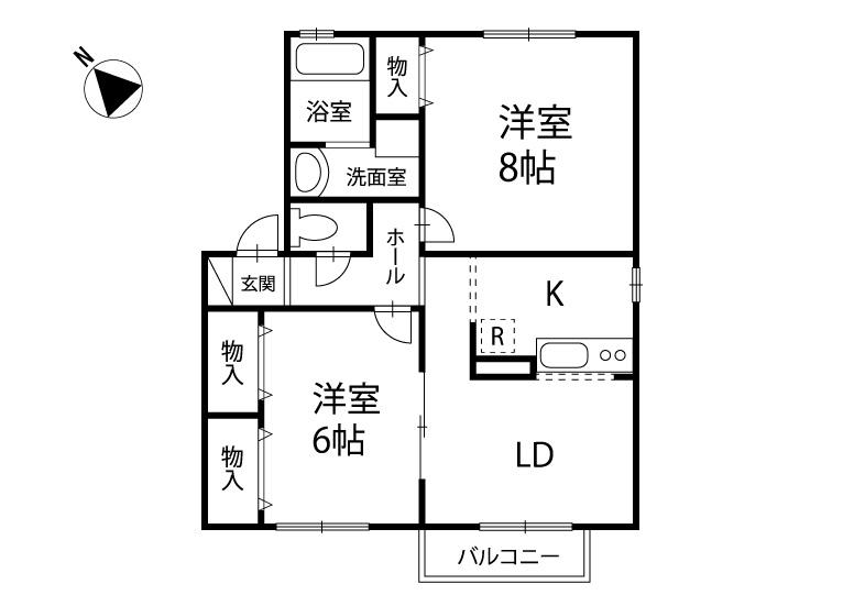 ロイヤルガーデン山二(2LDK/2階)の間取り写真