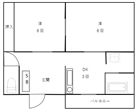 太田アパート(2DK/2階)の間取り写真