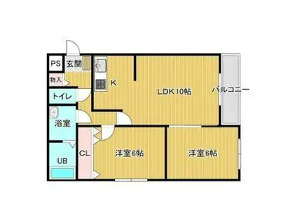 ミユ港町(2LDK/3階)の間取り写真
