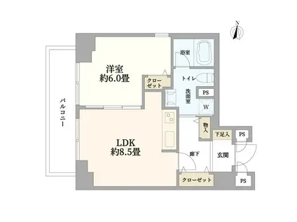 藤和半蔵門コープ(1LDK/6階)の間取り写真