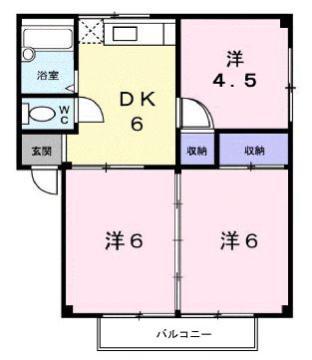 シティハイツ山田A(3DK/2階)の間取り写真