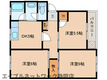 小辻ハイツ(3DK/2階)の間取り写真