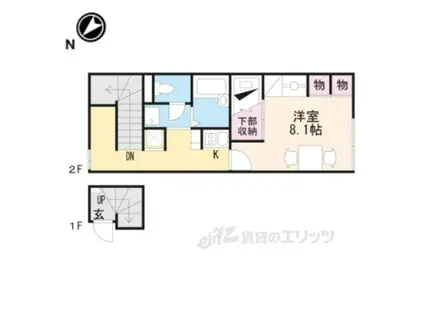 レオパレス私市(1K/2階)の間取り写真