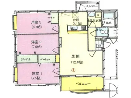 ブライム ウェイブI202(3LDK/1階)の間取り写真