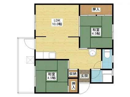 小ヶ倉団地A棟(2LDK/2階)の間取り写真