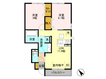 リッチ フェルト B(2LDK/1階)の間取り写真