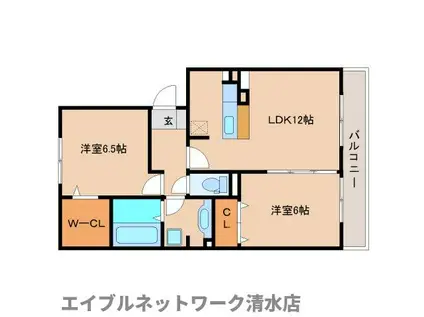 モンクールK&M(2LDK/3階)の間取り写真