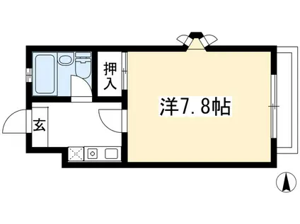 TWINI(1K/2階)の間取り写真