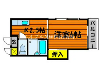 シャトレ下中野(1K/1階)の間取り写真