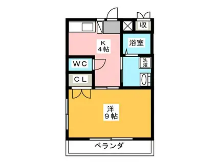 テラスホーエー(1K/2階)の間取り写真