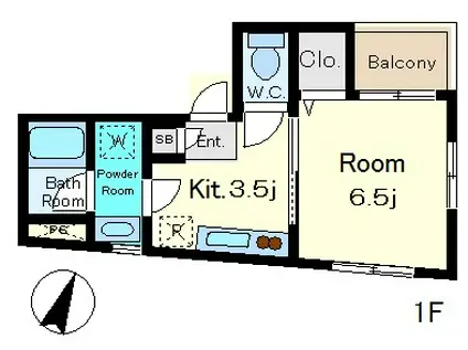 リッチフィールド東十条(1K/1階)の間取り写真
